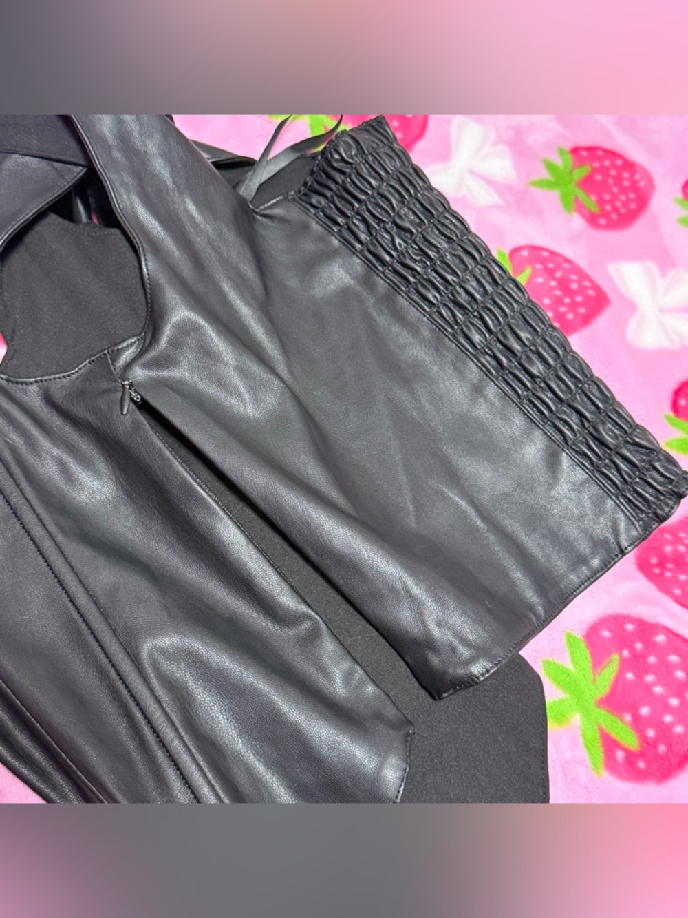 **7 For All Mankind Faux Leather Corset Tank Top Black Square Neck Size M** - Picture 5 of 6
